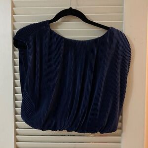 Chic Navy Pleated Blouse